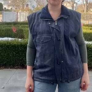 VTG Bogner Navy Fleece Lined Winter Vest sz M
